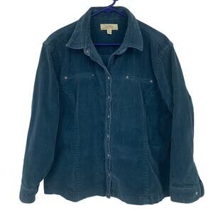 Cabela's Vintage Men's Blue Corduroy Cotton Button Up Long Sleeve Top Size 2XL